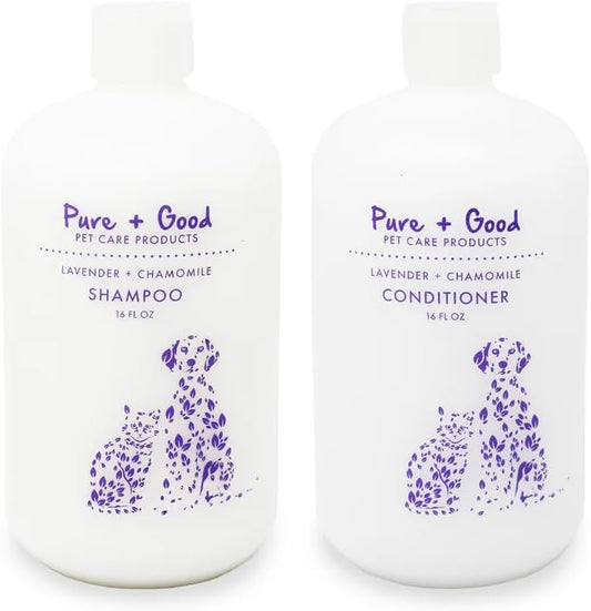Shampoo and Conditioner Set, Formulated for All Pets, Gentle and Cleansing, Made in The USA, Cruelty Free, 16 fl oz (Lavender + Chamomile)