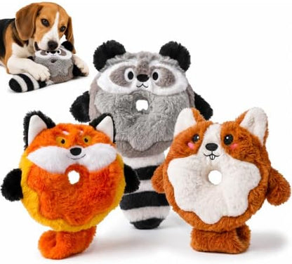 3-Pack Plush Squeaky Dog Toys with Crinkle Tails by Unknown