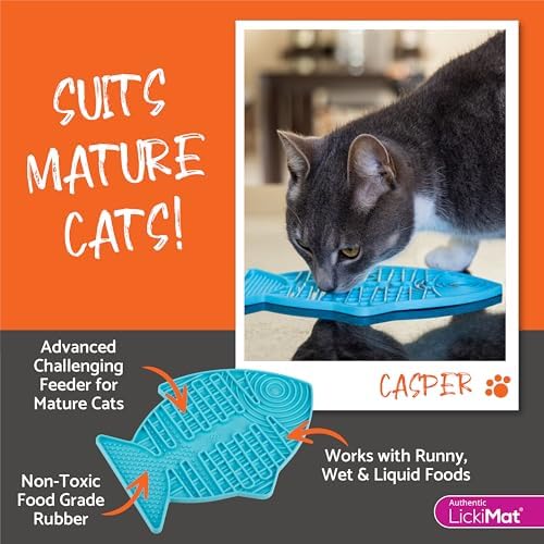 LickiMat Casper, Fish-Shaped Cat Slow Feeders Lick Mat, Boredom Anxiety Reducer; Perfect for Food, Treats, Yogurt, or Peanut Butter. Fun Alternative to a Slow Feed Cat Bowl or Dish, Pink - Image 5