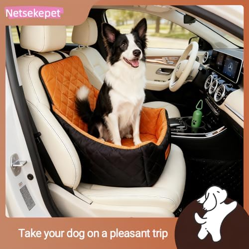 Elevated Dog Booster Car Seat for Medium/Small Dogs, up to 40 lbs, 7 in Memory Foam Cushion, with Waterproof Layer, Fully Detachable and Washable, Anti-Slip Base (Black/Coffee) - Image 5