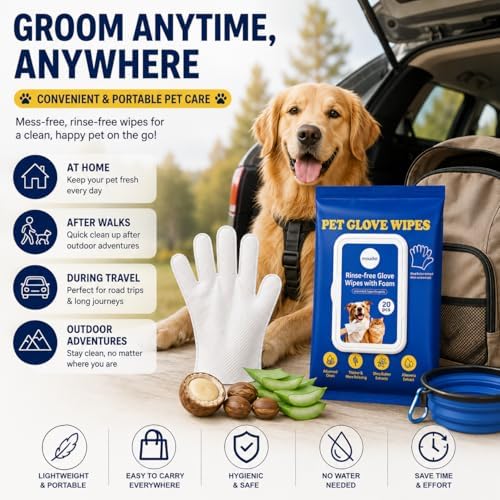 Pet Cleaning Gloves Wipes for Dogs & Cats – Disposable Grooming Gloves for Paws, Ears, Teeth & Body – Gentle & Easy No-Rinse Cleaning (20 Count) - Image 6