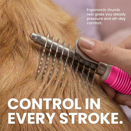 Poodle Dematting Fur Rake Comb Brush for Dogs and Cats - Long 2.5" Steel Safety Blades Metal Comb for Detangling Matted or Knotted Undercoat Hair - Image 3
