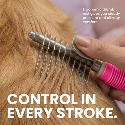 Poodle Dematting Fur Rake Comb Brush for Dogs and Cats - Long 2.5" Steel Safety Blades Metal Comb for Detangling Matted or Knotted Undercoat Hair - Image 3