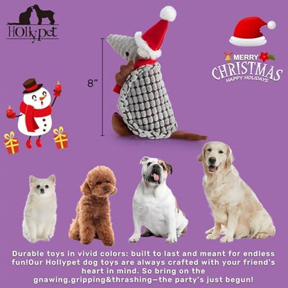 Hollypet Armadillo Squeaky Puppy Dog Toys for Small Medium Dogs, Christmas - Image 2