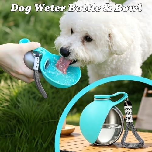 Dog Water Bottle Portable - Travel Dogs Walking Bottles for Drinking 2 in 1 Foldable Stainless Steel Pet Waters Dispenser Silicone Bowl Leakproof for Puppy Outdoor - Image 2