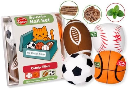 Agape Organic Catnip & Silvervine Filled Cat Toy Balls with Bell Sound by Agape