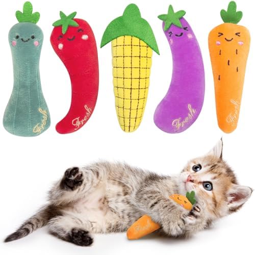 ETEKYER Catnip Cat Toys for Indoor Cats, Vegetable Shape 5 Pack by ETEKYER