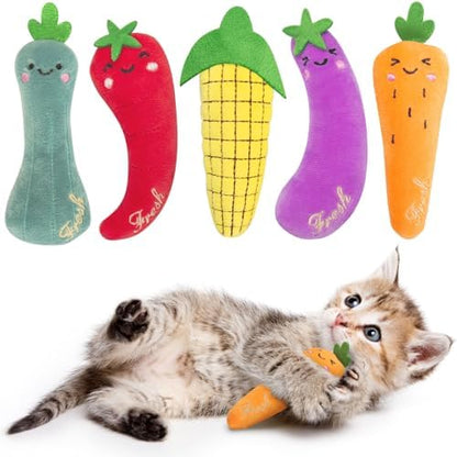 ETEKYER Catnip Cat Toys for Indoor Cats, Vegetable Shape 5 Pack by ETEKYER