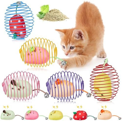 Jecery 5 Pcs Cat Toys Spring,Fruit Mouse,Multicolor by Jecery