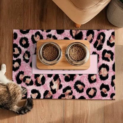 HOMETITUTE Puppy Feeding Mat Pink Leopard Bowl Placemat 20 x 12 Inch - Image 5