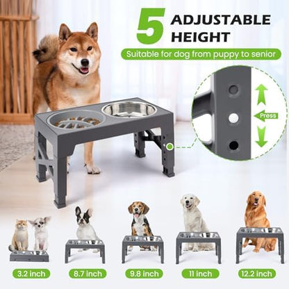 Elevated Dog Bowls with 5 Adjustable Heights Stand - Image 2