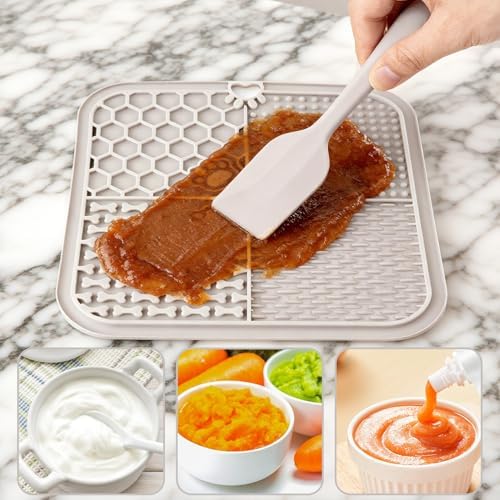 2 Pcs Lick Mat for Dogs Cats, Silicone Pet Food Mats with Suction Cups, Dog Licking Mat, Cat Dog Peanut Butter Lick Pad, Enrichment Pet Food Slow Feeder Mats for Bathing Grooming, with 2 Scrapers - Image 7