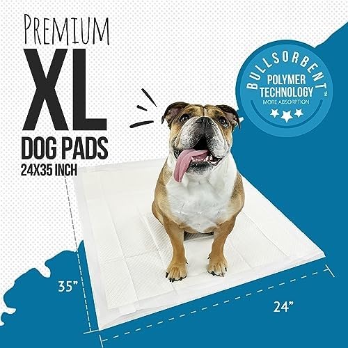 Bulldogology Pee Pads for Dogs XL with Adhesive Sticky Tape (24x35) Dog Puppy Pads Extra Large, Disposable Puppy Pads, Dog Training Wee Pads 6 Layers with Bullsorbent Polymer Tech (40-Count, White) - Image 2