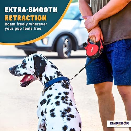 Emperor Pets Retractable Dog Leash, 26 ft, Up to 110lbs, Red -BR26 - Image 4