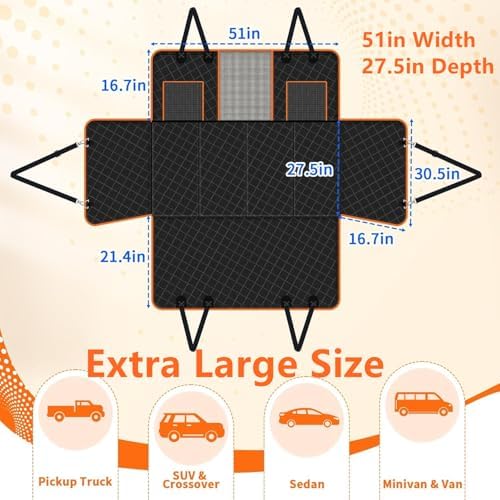 TNELTUEB Extra Large Back Seat Extender for Dogs with Dog Bed Mats, Waterproof Dog Car Seat Cover for Back Seat with Hard Bottom, Anti Scratch, Safer, Easy to Use and Clean, Holds 450LBS Black - Image 3