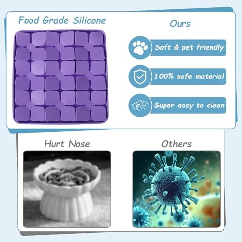 2 Pcs Silicone Snuffle Mat for Dogs, Slow Feeder Lick Mat with Suction Cups, Dog Puzzle Feeder Toys for Smell Training & Slow Eating for Mental Stimulation Anxiety Relief, Blue & Purple - Image 7