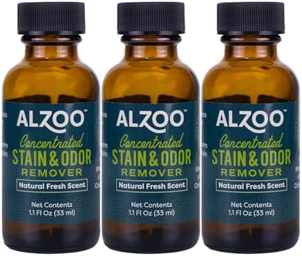 ALZOO Concentrated Pet Stain & Odor Remover Refill, Makes Up to 96 Fl Oz Cleaning Solution, Enzyme & Probiotic Formula, Refill Bottles for Dogs & Cats, 1.1 Fl Oz (Pack of 3) by ALZOO