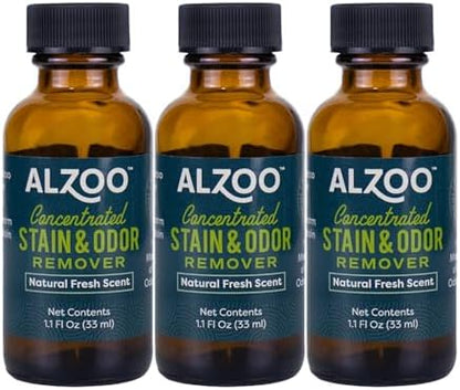 ALZOO Concentrated Pet Stain & Odor Remover Refill, Makes Up to 96 Fl Oz Cleaning Solution, Enzyme & Probiotic Formula, Refill Bottles for Dogs & Cats, 1.1 Fl Oz (Pack of 3) by ALZOO