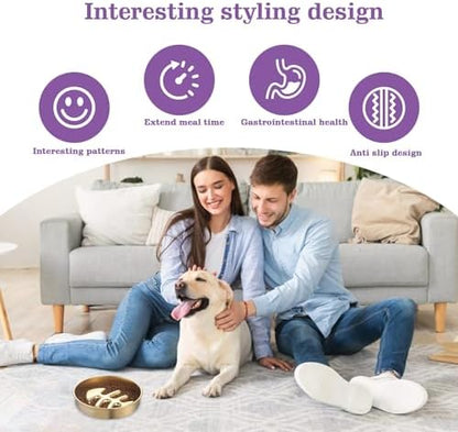 Golden Stainless Steel Slow Feeder Dog Bowls – Non-Slip Metal Dog Bowl for Large & Medium Breeds, Puppy Puzzle Feeder – 2 Cup Capacity for Small to Big Pets – Durable Slow Feed Dog & Cat Food Dish - Image 7