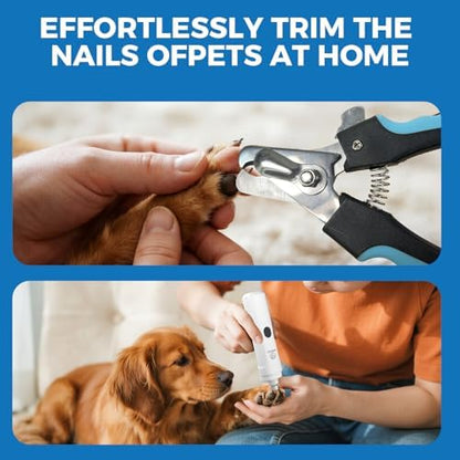 PAPIFFEED Dog Nail Clippers & Grinder with Manual Nail Clipper – Quiet 3-Speed Electric Dog Nail Trimmers with Dual LED, Rechargeable Pet Nail File for Dogs & Cats (White) - Image 2