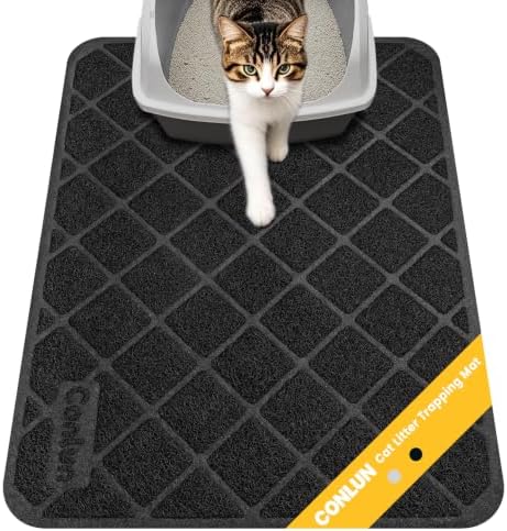 Conlun Cat Litter Mat Litter Trapping Mat, 24" x 17" Premium Durable PVC Grid Mesh with Scatter Control, Non-slip, Less Waste Cat Litter Box Mat, Soft on Kitty’s Paws, Urine Waterproof by Conlun