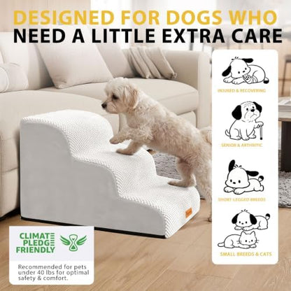 Dog Stairs for Small Dogs, 3-Step Non-Slip Foam Pet Steps for Couch Bed - Image 3