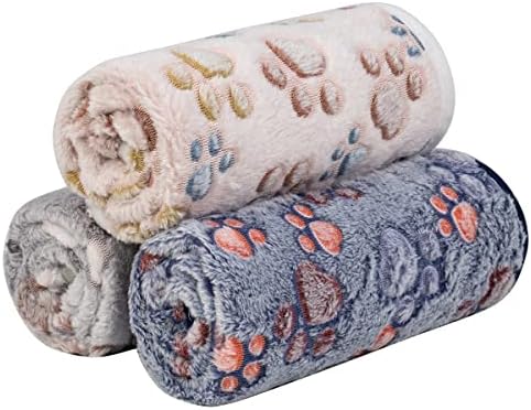 Dono 1 Pack 3 Dog Blankets for Small Dogs, Soft Fluffy Paw Print Pattern Fleece Pet Blanket Warm Sleep Mat, Puppy Kitten Blanket Doggy Mat for Dog Cat Kitten Doggy (30 * 20") - Image 2