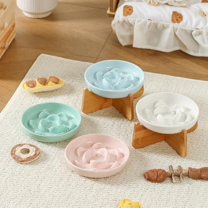 Elevated Ceramic Slow Feeder Cat Bowl, 6.3'' Wide Whisker Friendly - Image 5