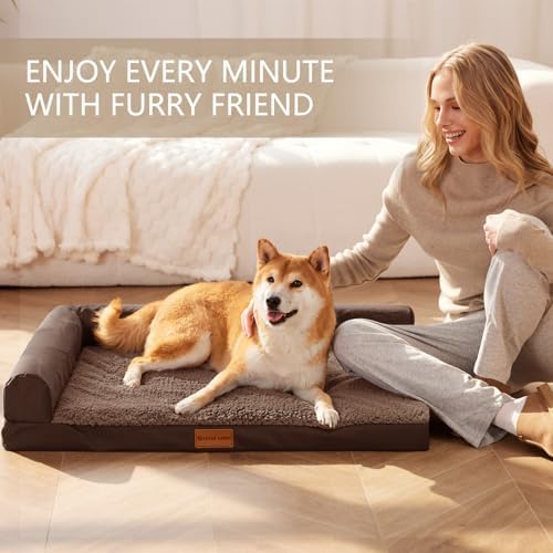 Patas Lague Orthopedic Medium Dog Bed Washable Pet Sofa Bed 30''X20''Brown - Image 2