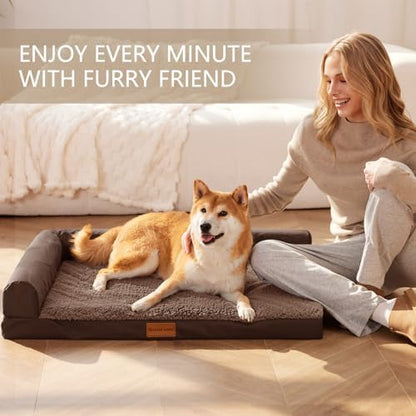 Patas Lague Orthopedic Medium Dog Bed Washable Pet Sofa Bed 30''X20''Brown - Image 2