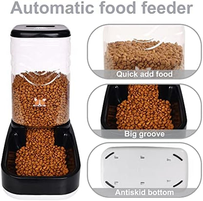 Elevon Automatic Cat Feeder, Gravity Food and Water Dispenser Bowl Set for Small Medium Dogs Animals, Pet Feeder Dispenser Storage Food, 3.8L Large Capacity, Black - Image 3