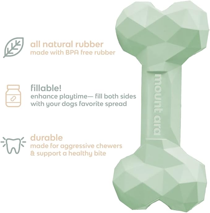 Mount Ara Super BITE BPA-Free Rubber Fillable Dog Chew Toy, Aggressive Chewer Toy, Peanut Butter Toy