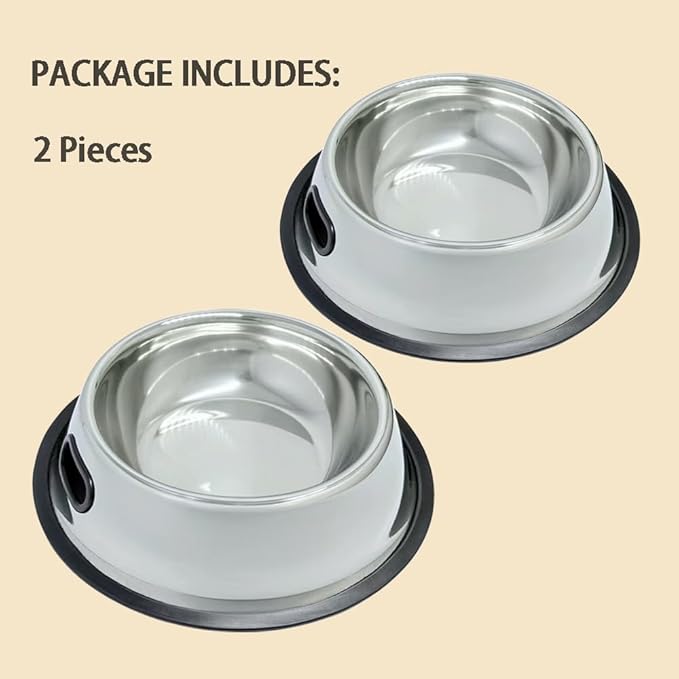 SHSlumex 2Packs Stainless Steel Pet Bowl with Anti-Skid Rubber Base for Small/Medium/Large Pet, Perfect Dish, Dogs Feeder and Water Choice Puppy Cat Kitten