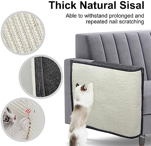 Upgraded Cat Scratch Furniture Couch Protector with 27.6’‘L*19.6’‘W Natural Sisal for Protecting Large Area Couch Sofa Chair,Couch Corner Cat Scratcher(Dark Grey/Right Handed) - Image 3