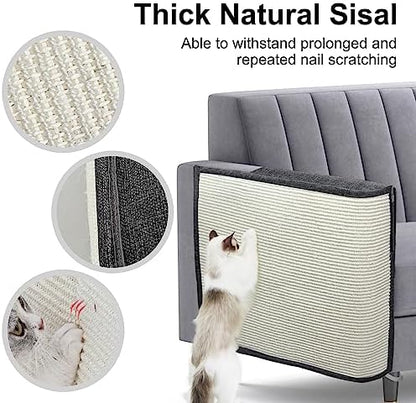 Upgraded Cat Scratch Furniture Couch Protector with 27.6’‘L*19.6’‘W Natural Sisal for Protecting Large Area Couch Sofa Chair,Couch Corner Cat Scratcher(Dark Grey/Right Handed) - Image 3