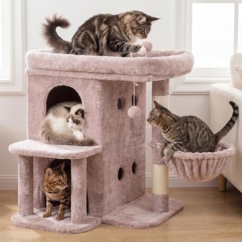 Heybly 26.3" Cat Tree for Large Cats with Big Perch & Dual Condos HCT204SMU - Image 2