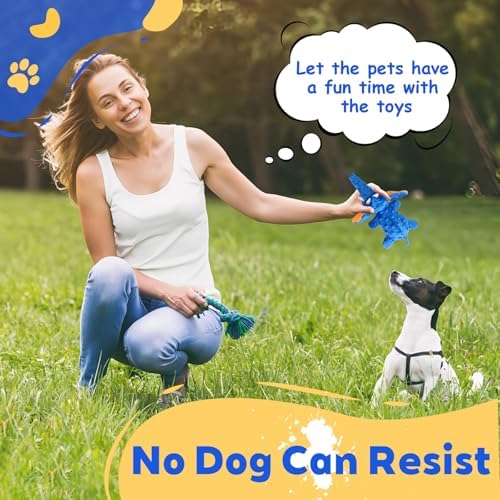 Adorable Elephant Design Dog Squeaky Toys, No Stuffing for Safety, Sounds in Multiple Places for Fun, Soft and Durable Double-Layer Fabric, Tough Dog Toys for Small and Medium Dogs (Blue) - Image 6