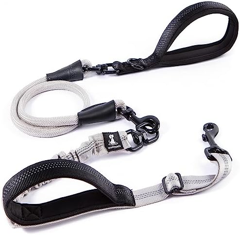 SparklyPets - Heavy Duty Bungee Rope Leash for Large and Medium Dogs - No Pull, Shock Absorber Long Dog Training Lead - No Slip Reflective Line for Outside (5.5 Ft Bungee Leash) by SparklyPets