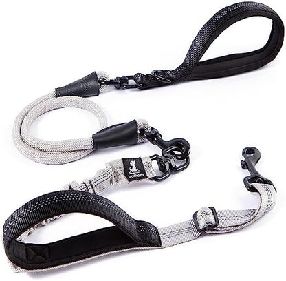 SparklyPets - Heavy Duty Bungee Rope Leash for Large and Medium Dogs - No Pull, Shock Absorber Long Dog Training Lead - No Slip Reflective Line for Outside (5.5 Ft Bungee Leash) by SparklyPets