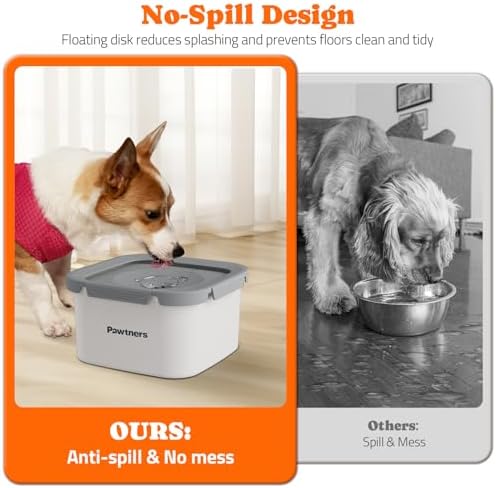 Pawtners Stainless Steel Dog Water Bowl No Spill, 152oz/4.5L, White - Image 5