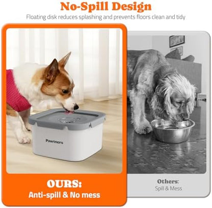 Pawtners Stainless Steel Dog Water Bowl No Spill, 152oz/4.5L, White - Image 5