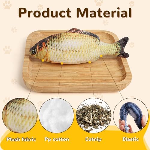 Catnip Toys 5 Pack - Simulation Fish Shape Realistic Fluffy Catnip Doll Interactive Pets Pillow Chew Bite Supplies for Cat Kitten Kitty - Image 2