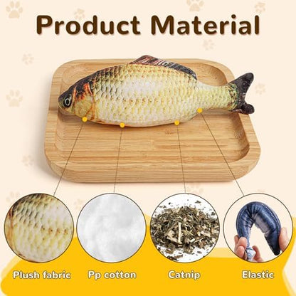 Catnip Toys 5 Pack - Simulation Fish Shape Realistic Fluffy Catnip Doll Interactive Pets Pillow Chew Bite Supplies for Cat Kitten Kitty - Image 2