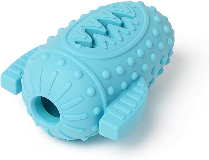 Feed N' Fetch Interactive Treat Rocket - Multipurpose Dog Feeder, Teeth Cleaner & Treat Dispenser - Food Puzzle Toy for All Dog Breeds & Sizes