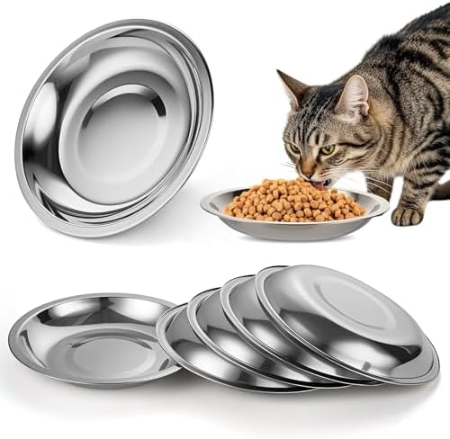 6PCS Stainless Steel Pet Food Bowls, 7" Shallow Metal Bowl for Cat Puppy by GCTWFYK