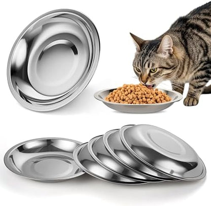 6PCS Stainless Steel Pet Food Bowls, 7" Shallow Metal Bowl for Cat Puppy by GCTWFYK