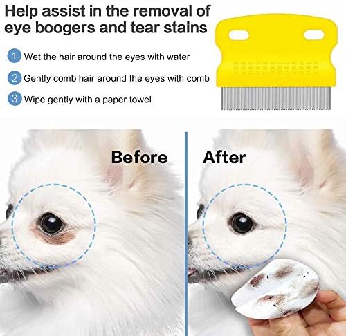 Fine Tooth Pet Comb - 3 Pack Tear Stain Remover for Dogs & Cats to Remove Fleas, Ticks, Dandruff, Tangles & Knots - Image 4