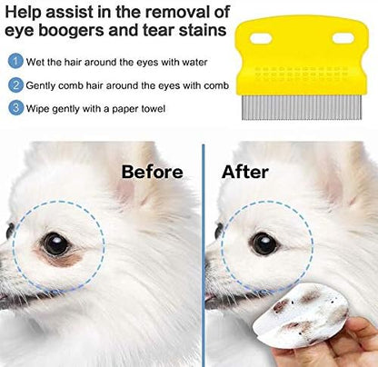 Fine Tooth Pet Comb - 3 Pack Tear Stain Remover for Dogs & Cats to Remove Fleas, Ticks, Dandruff, Tangles & Knots - Image 4