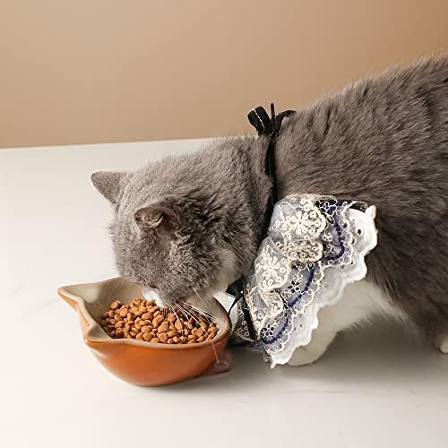 Nihow Ceramic Basic Cat Bowls: 5 Inch Cat Bowl for Food & Water - Food Grade Cat Dish for Small-Sized Cat - Microwave & Dishwasher Safe -Elegant Brown (4.25 OZ /1 PC) - Image 5