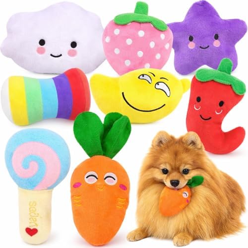 LOYEE Dog Squeaky Toys 8 Pack, Puppy Plush Squeaky Toys for Medium Small Dogs, Cute Pet Toys Stuffed Puppy Chew Toys for Teething, Interactive Toys Set for Puppy Supplies by LOYEE